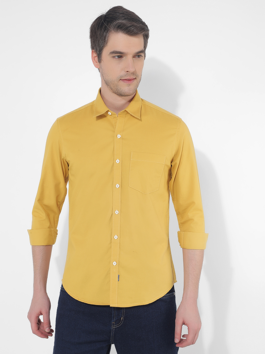 Numero Uno Men Solid Yellow Shirt